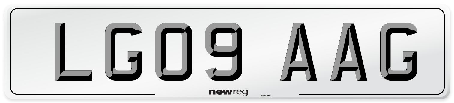 LG09 AAG Number Plate from New Reg
